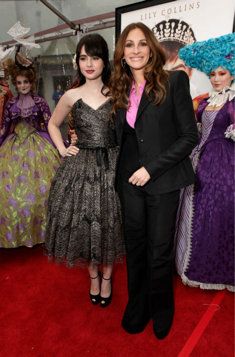 Lily Collins and Julia Roberts arrive at the...