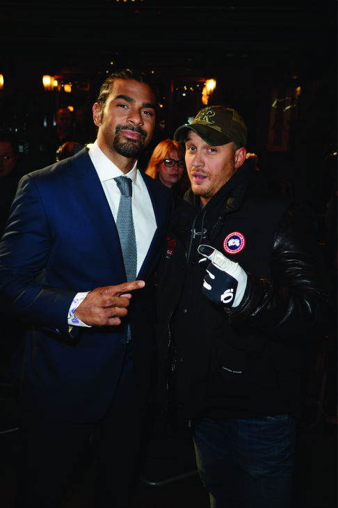 (L-R) David Haye and Tom Hardy attend the world premiere of 'Jack Reacher' at The Odeon Leicester Square in London on Dec. 10, 2012.