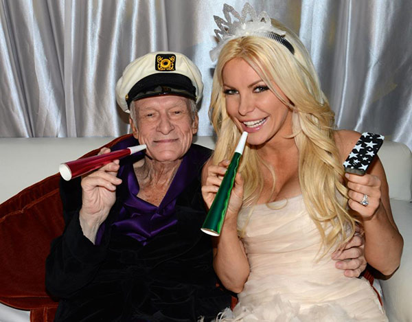 Hugh Hefner and Crystal Harris pose for a photo...