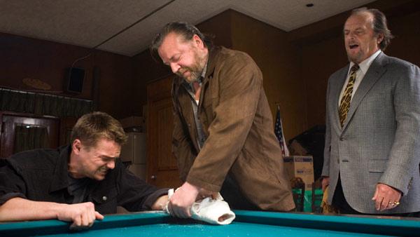 From left, Leonardo DiCaprio, Ray Winstone and Jack Nicholson in a scene from the Oscar-nominated movie 
