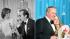 Left, Jack Nicholson pretends to drink champagne...