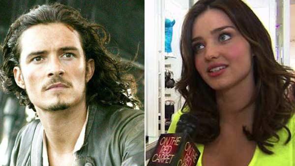 Orlando Bloom appears in a scene from the 2003 movie Pirates of the Caribbean: The Curse of the Black Pearl. / Miranda Kerr speaks to OnTheRedCarpet.com in June 2010. - Provided courtesy of Walt Disney Company / OTRC Orlando Bloom appears in a scene from the 2003 movie Pirates of the Caribbean: The Curse of the Black Pearl. / Miranda Kerr speaks to OnTheRedCarpet.com in June 2010. - Provided courtesy of Walt Disney Company / OTRC
