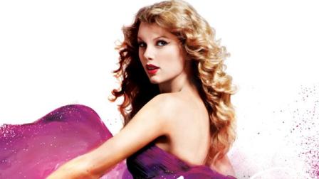 Taylor Swift on the cover of her album, Speak Now.