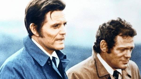 Jack Lord, left, as McGarrett and James MacArthur as Danno in a scene from 'Hawaii Five-0'.