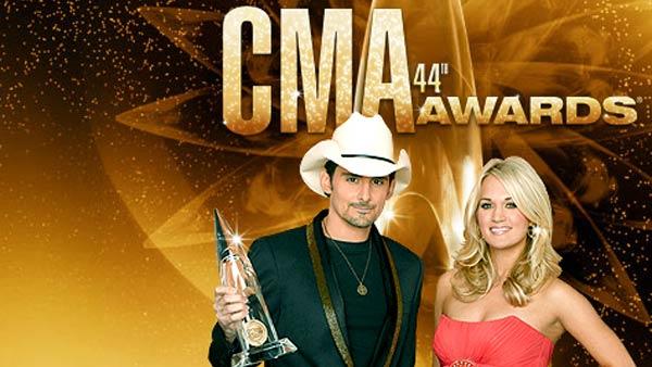 Brad Paisley and Carrie Underwood appear in a promotional photo for the 2010 CMA Awards. - Provided courtesy of Country Music Association Brad Paisley and Carrie Underwood appear in a promotional photo for the 2010 CMA Awards. - Provided courtesy of Country Music Association