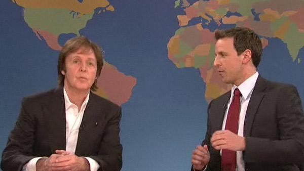 Paul McCartney appears with Seth Meyers on Saturday Night Live on Dec. 11, 2010. - Provided courtesy of NBC Paul McCartney appears with Seth Meyers on Saturday Night Live on Dec. 11, 2010. - Provided courtesy of NBC