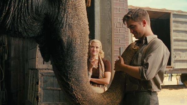 Robert Pattinson, who plays 'Jacob Jankowski,' and Reese Witherspoon, who plays 'Marlena,' in a scene from the 2011 film, 'Water for Elephants.'