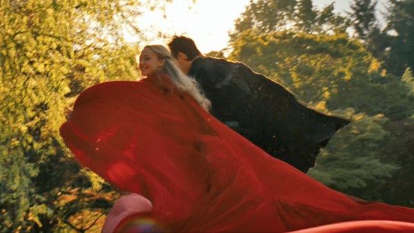 Amanda Seyfried as 'Valerie' and Shiloh Fernandez as 'Peter' in a scene from the 2011  film, 'Red Riding Hood'.