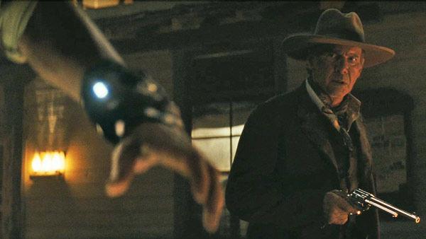 Harrison Ford as 'Col. Woodrow Dolarhyde' in a scene from the 2011  film, 'Cowboys & Aliens'.