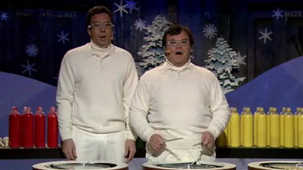 Jack Black and Jimmy Fallon appear on Late Night With Jimmy Fallon on Dec. 21, 2010. - Provided courtesy of NBC Jack Black and Jimmy Fallon appear on Late Night With Jimmy Fallon on Dec. 21, 2010. - Provided courtesy of NBC