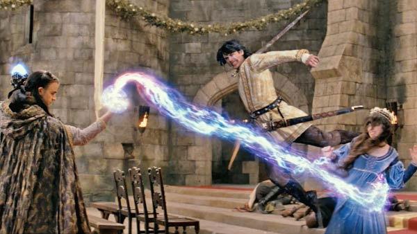 Justin Theroux as 'Leezar', James Franco as 'Fabious' and Zooey Deschanel as 'Belladonna' in a scene from the 2011  film, 'Your Highness.'