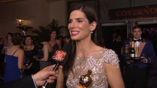 After winning her Best Actress Oscar Sandra Bullock stopped to talk with George Pennacchio at the Governors Ball. - Provided courtesy of KABC After winning her Best Actress Oscar Sandra Bullock stopped to talk with George Pennacchio at the Governors Ball. - Provided courtesy of KABC