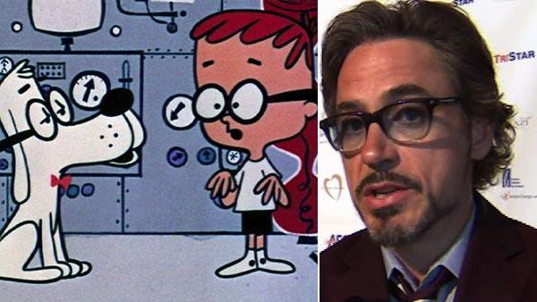 Mr. Peabody and his pet boy Sherman in the Rocky and Bullwinkle cartoon in the 1950s. / Robert Downey Jr. speaks to OnTheRedCarpet.com in May 2010. - Provided courtesy of OTRC / Bullwinkle Studios Mr. Peabody and his pet boy Sherman in the Rocky and Bullwinkle cartoon in the 1950s. / Robert Downey Jr. speaks to OnTheRedCarpet.com in May 2010. - Provided courtesy of OTRC / Bullwinkle Studios
