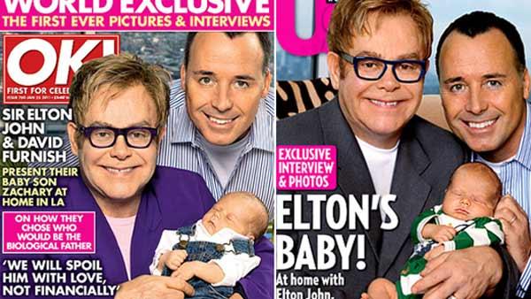 Elton John and his partner, David Furnish, are beaming in their first published photo with Zachary Jackson Levon Furnish-John. - Provided courtesy of OTRC Elton John and his partner, David Furnish, are beaming in their first published photo with Zachary Jackson Levon Furnish-John. - Provided courtesy of OTRC