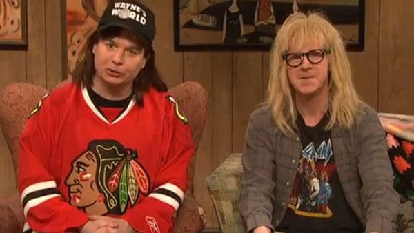 Dana Carvey and Mike Myers appear on Saturday Night Live as Wayne and Garth in Waynes World on Feb. 5, 2011. - Provided courtesy of NBC / Lorne Michaels Productions Dana Carvey and Mike Myers appear on Saturday Night Live as Wayne and Garth in Waynes World on Feb. 5, 2011. - Provided courtesy of NBC / Lorne Michaels Productions