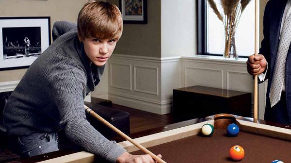 Justin Bieber plays pool in a photo published in The Hollywood Reporter in February 2011. - Provided courtesy of Wesley Mann / The Hollywood Reporter