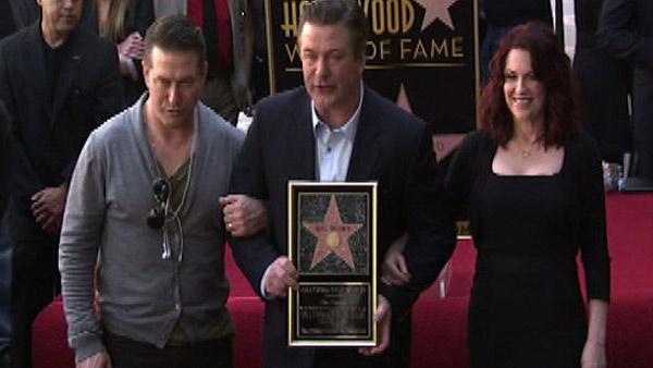 Alec Baldwin receives a star on Hollywoods Walk of Fame on Feb. 14, 2011. He was joined by his actor-brother Billy and actress Megan Mullally.