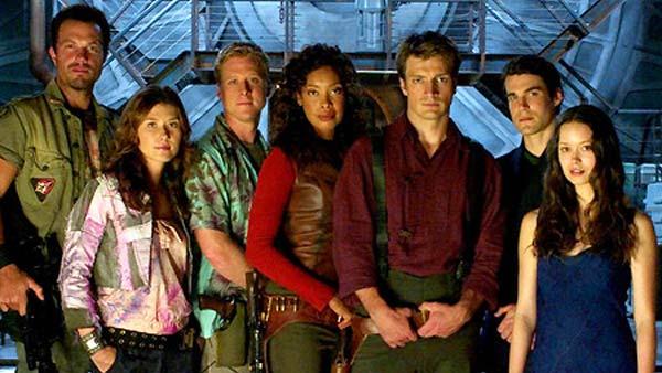 Adam Baldwin, Jewel Staite, Alan Tudyk, Gina Torres, Nathan Fillion, Sean Maher and Summer Glau in a promotional photo from the 2005 film, Serenity. - Provided courtesy of Photo courtesy of Universal Pictures Adam Baldwin, Jewel Staite, Alan Tudyk, Gina Torres, Nathan Fillion, Sean Maher and Summer Glau in a promotional photo from the 2005 film, Serenity. - Provided courtesy of Photo courtesy of Universal Pictures