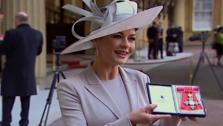 Catherine Zeta-Jones accepts the honor of Commander of the Order of the British Empire. - Provided courtesy of KABC / ABC7