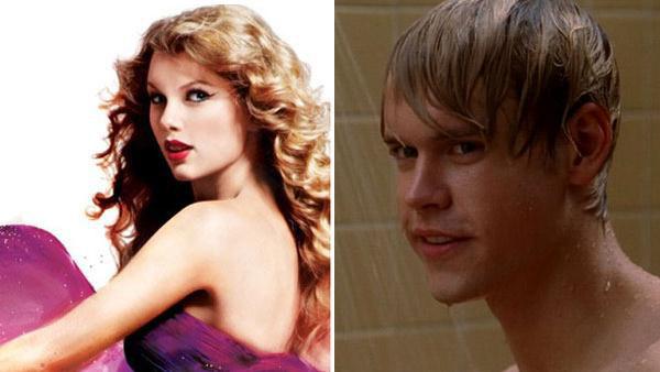 Taylor Swift on the cover of her album, Speak Now. / Chord Overstreet appears in a scene from Glee. - Provided courtesy of Big Machine Records / FOX Taylor Swift on the cover of her album, Speak Now. / Chord Overstreet appears in a scene from Glee. - Provided courtesy of Big Machine Records / FOX