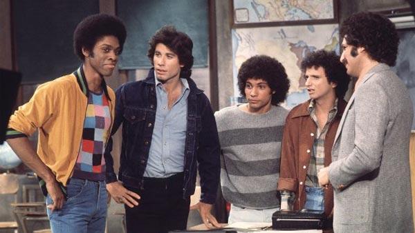 Lawrence Hilton-Jacobs, John Travolta, Robert Hegyes, Ron Palillo and Gabe Kaplan in a scene from Welcome Back Kotter in 1976. - Provided courtesy of ABC Lawrence Hilton-Jacobs, John Travolta, Robert Hegyes, Ron Palillo and Gabe Kaplan in a scene from Welcome Back Kotter in 1976. - Provided courtesy of ABC