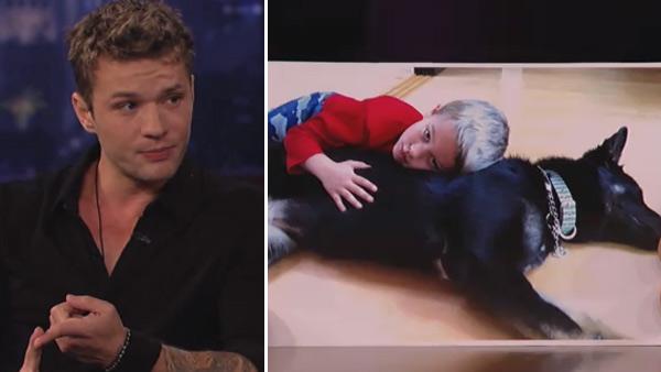 Ryan Phillippe appears on ABC talk show Jimmy Kimmel Live! on Monday, March 14, 2011. / A photo of Ryan Phillippes son Deacon and the familys new dog appears in a photo shown on Jimmy Kimmel Live! on March 14, 2011. - Provided courtesy of ABC Ryan Phillippe appears on ABC talk show Jimmy Kimmel Live! on Monday, March 14, 2011. / A photo of Ryan Phillippes son Deacon and the familys new dog appears in a photo shown on Jimmy Kimmel Live! on March 14, 2011. - Provided courtesy of ABC
