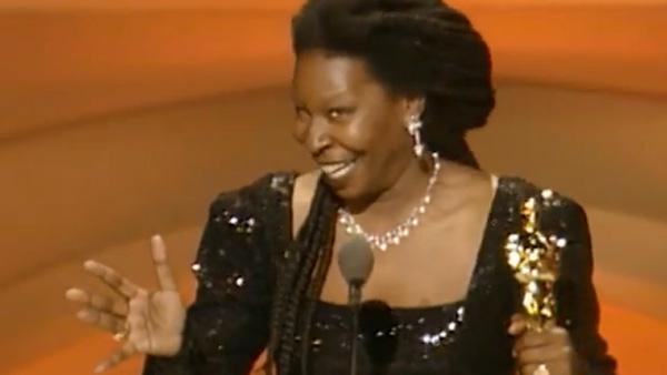Whoopi Goldberg accepts her Oscar for her role in Ghost at the 1991 Academy Awards. - Provided courtesy of A.M.P.A.S. Whoopi Goldberg accepts her Oscar for her role in Ghost at the 1991 Academy Awards. - Provided courtesy of A.M.P.A.S.