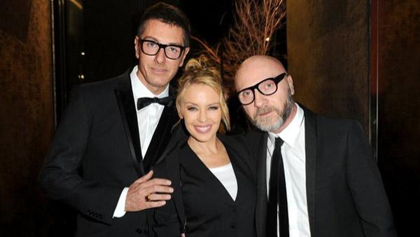 Domenico Dolce and Stefano Gabbana pose with singer Kylie Minogue in Milan, Italy. - Provided courtesy of www.facebook.com/DolceGabbana Domenico Dolce and Stefano Gabbana pose with singer Kylie Minogue in Milan, Italy. - Provided courtesy of www.facebook.com/DolceGabbana
