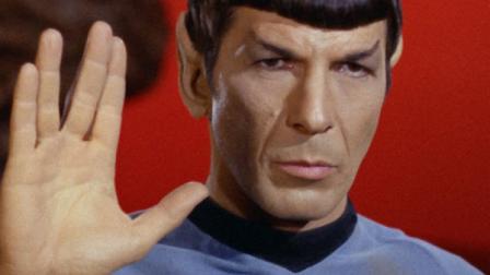 Leonard Nimoy appears in a still from Star Trek.