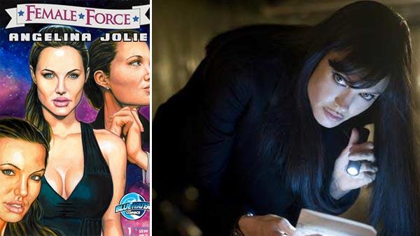 Angelina Jolie is depicted on the cover of the comic book Female Force: Angelina Jolie, which was released on March 30 by Bluewater Productions. / Angelina Jolie appears in a scene from the 2010 movie Salt. - Provided courtesy of Bluewater Productions / Andrew Schwartz, SMPSP / Sony Pictures Angelina Jolie is depicted on the cover of the comic book Female Force: Angelina Jolie, which was released on March 30 by Bluewater Productions. / Angelina Jolie appears in a scene from the 2010 movie Salt. - Provided courtesy of Bluewater Productions / Andrew Schwartz, SMPSP / Sony Pictures