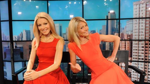 Co-host Kelly Ripa, right, poses with her wax likeness which was debuted during a broadcast of Live! with Regis and Kelly, Tuesday, April 5, 2011 in New York. The wax figure will be displayed at Madame Tussauds New York. - Provided courtesy of AP / Disney-ABC Domestic Television Co-host Kelly Ripa, right, poses with her wax likeness which was debuted during a broadcast of Live! with Regis and Kelly, Tuesday, April 5, 2011 in New York. The wax figure will be displayed at Madame Tussauds New York. - Provided courtesy of AP / Disney-ABC Domestic Television