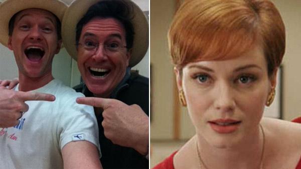 Neil Patrick Harris and Stephen Colbert appear in a photo posted on Harris Twitter page on April 2, five days before the two began starring in New York Philharmonics production of Company. / Christina Hendricks appears in a scene from Mad Men. - Provided courtesy of yfrog.com/h731476576j / AMC Neil Patrick Harris and Stephen Colbert appear in a photo posted on Harris Twitter page on April 2, five days before the two began starring in New York Philharmonics production of Company. / Christina Hendricks appears in a scene from Mad Men. - Provided courtesy of yfrog.com/h731476576j / AMC