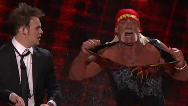 Hulk Hogan surprises James Durbin on American Idol on March 24, 2011. - Provided courtesy of FOX Hulk Hogan surprises James Durbin on American Idol on March 24, 2011. - Provided courtesy of FOX