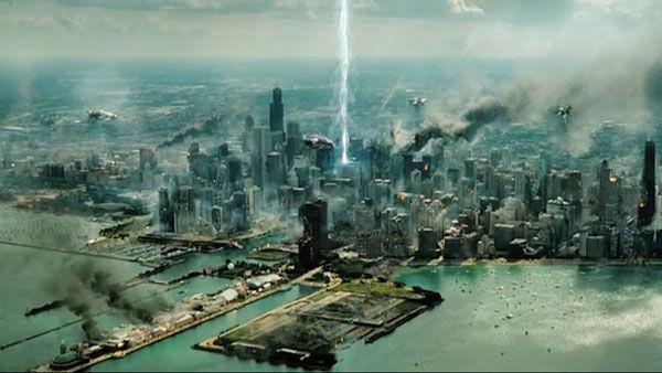 A scene from the 2011 film, 'Transformers: Dark of the Moon,' directed by Michael Bay and starring Shia LaBeouf, Rosie Huntington-Whiteley and Josh Duhamel.