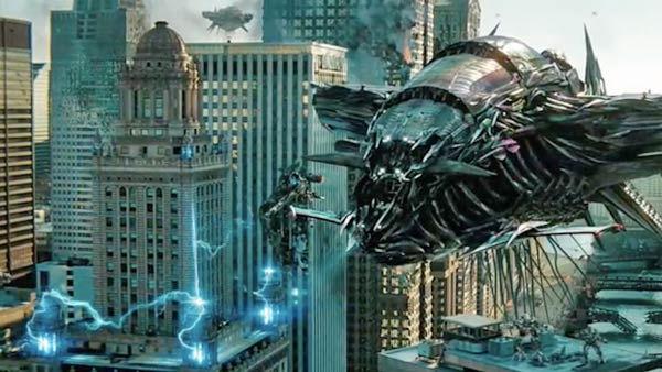 A scene from the 2011 film, 'Transformers: Dark of the Moon,' directed by Michael Bay and starring Shia LaBeouf, Rosie Huntington-Whiteley and Josh Duhamel.