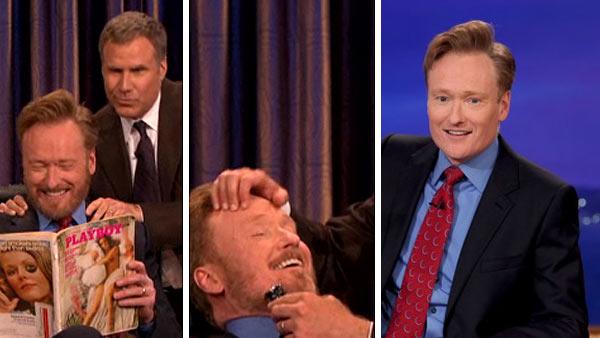 Conan OBrien appears with Will Ferrell, who shaves some of his beard off on TBS talk show Conan on May 2, 2011. / Conan OBrien appears on the show minutes later without a beard. - Provided courtesy of OTRC / TBS / Meghan Sinclair / Team Coco / teamcoco.com Conan OBrien appears with Will Ferrell, who shaves some of his beard off on TBS talk show Conan on May 2, 2011. / Conan OBrien appears on the show minutes later without a beard. - Provided courtesy of OTRC / TBS / Meghan Sinclair / Team Coco / teamcoco.com