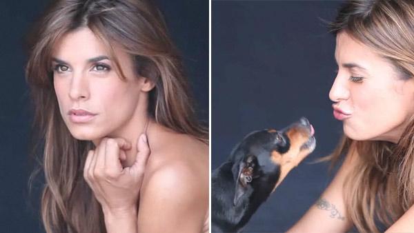Elisabetta Canalis shoots a PETA anti-fur ad in May 2011 with a dog. - Provided courtesy of PETA Elisabetta Canalis shoots a PETA anti-fur ad in May 2011 with a dog. - Provided courtesy of PETA
