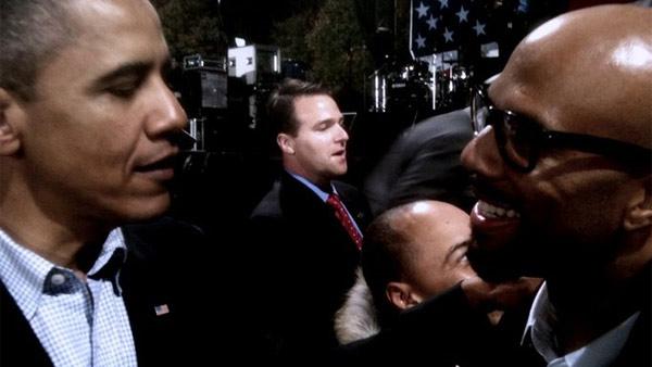 President Barack Obama and rapper Common appear in a photo Common posted on his Facebook page on Oct. 21, 2010, alongside the message: @barackobama We have work to do! Were in Ohio 2day. Go vote on Tuesday Nov. 2! Me and the Pres. - Provided courtesy of facebook.com/thinkcommon