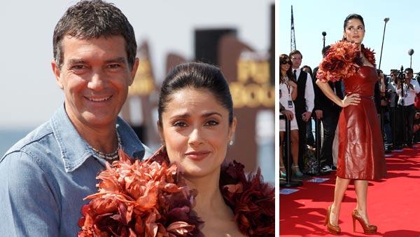 Salma Hayek and Antonio Banderas attend the Puss in Boots Photocall at Carlton Beach during the 64th Cannes Film Festival on May 11, 2011 in Cannes, France. - Provided courtesy of Andreas Rentz / Getty Images / Royal-Free Salma Hayek and Antonio Banderas attend the Puss in Boots Photocall at Carlton Beach during the 64th Cannes Film Festival on May 11, 2011 in Cannes, France. - Provided courtesy of Andreas Rentz / Getty Images / Royal-Free