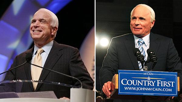 John McCain appears at the 99th Annual NAACP Convention in Cincinnati, OH in a photo posted on the politicians Facebook page on July 16, 2008. / Ed Harris appears as John McCain in a May 2011 promotional photo for the new HBO film Game Change. - Provided courtesy of facebook.com/johnmccain/ HBO John McCain appears at the 99th Annual NAACP Convention in Cincinnati, OH in a photo posted on the politicians Facebook page on July 16, 2008. / Ed Harris appears as John McCain in a May 2011 promotional photo for the new HBO film Game Change. - Provided courtesy of facebook.com/johnmccain/ HBO