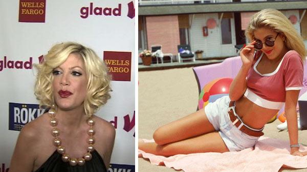 Tori Spelling attends a GLAAD event in Los Angeles on Sunday, April 10, 2011. / Tori Spelling appears in a scene from 'Beverly Hills, 90210.'