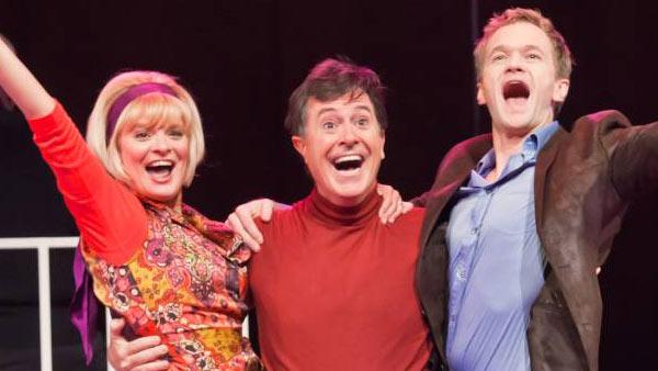Stephen Colbert, Martha Plimpton and Neil Patrick Harris appear in a scene from Company. - Provided courtesy of NYPhil.org Stephen Colbert, Martha Plimpton and Neil Patrick Harris appear in a scene from Company. - Provided courtesy of NYPhil.org