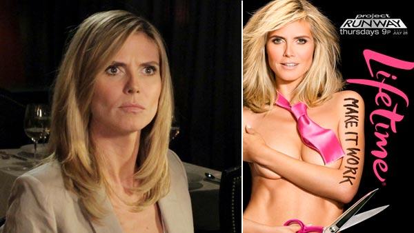 Heidi Klum, left, appears in a skit for Jimmy Kimmel Live in February 2011 and right in a 2011 advertisement for Project Runways ninth season. - Provided courtesy of ABC / Lifetime Heidi Klum, left, appears in a skit for Jimmy Kimmel Live in February 2011 and right in a 2011 advertisement for Project Runways ninth season. - Provided courtesy of ABC / Lifetime