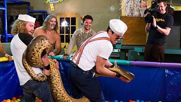 Ryan Dunn, Johnny Knoxville and Bam Margera appear in a scene from the 2006 movie Jackass Number Two. - Provided courtesy of Paramount Pictures / MTV Films Ryan Dunn, Johnny Knoxville and Bam Margera appear in a scene from the 2006 movie Jackass Number Two. - Provided courtesy of Paramount Pictures / MTV Films