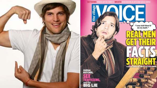 Ashton Kutcher appears in a photo posted on his Facebook page on Feb. 27, 2009. / Ashton Kutcher appears on the cover of the June 29 edition of The Village Voice. - Provided courtesy of facebook.com/Ashton / Village Voice Media Ashton Kutcher appears in a photo posted on his Facebook page on Feb. 27, 2009. / Ashton Kutcher appears on the cover of the June 29 edition of The Village Voice. - Provided courtesy of facebook.com/Ashton / Village Voice Media