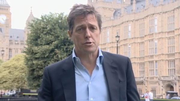 Hugh Grant speaks to BBC News in July 2011. - Provided courtesy of BBC Hugh Grant speaks to BBC News in July 2011. - Provided courtesy of BBC