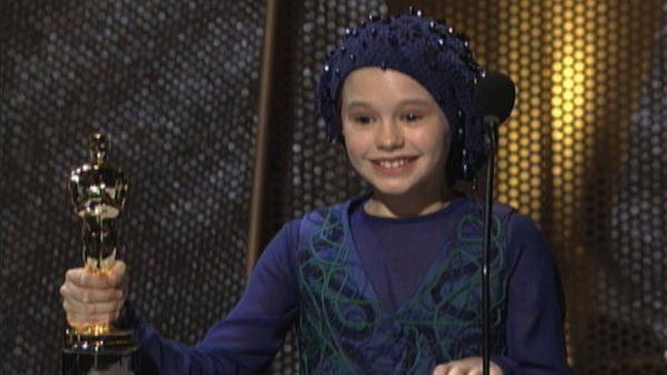 Anna Paquin, seen here at age 11, gives a speech accepting an Oscar for her role in 'The Piano' at the 66th Academy Awards in Los Angeles on March 21, 1994.