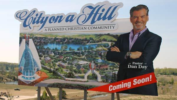 Pierce Brosnan appears on a billboard in a still from the 2011 film, Salvation Boulevard. - Provided courtesy of Mandalay Pictures Pierce Brosnan appears on a billboard in a still from the 2011 film, Salvation Boulevard. - Provided courtesy of Mandalay Pictures