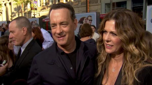 Tom Hanks and Rita Wilson talk to OnTheRedCarpet.com at the premiere of 'Larry Crowne.'