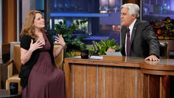 Jenna Fischer appears in a still from The Tonight Show with Jay Leno, which aired on July 19, 2011. - Provided courtesy of NBC Jenna Fischer appears in a still from The Tonight Show with Jay Leno, which aired on July 19, 2011. - Provided courtesy of NBC
